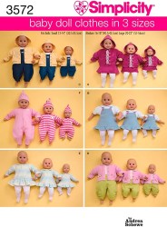3572 SIMPLICITY SLEEPER, HAT, OVERALLS, JUMPER, TIGHTS, DRESS BABY DOLL SM-LG PATTERN